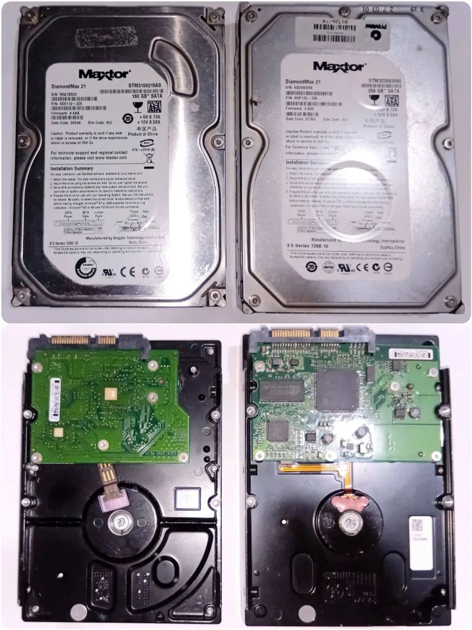 HDs Maxtor DiamondMax 160 e 250 GB Usados<br> - Armazenamento