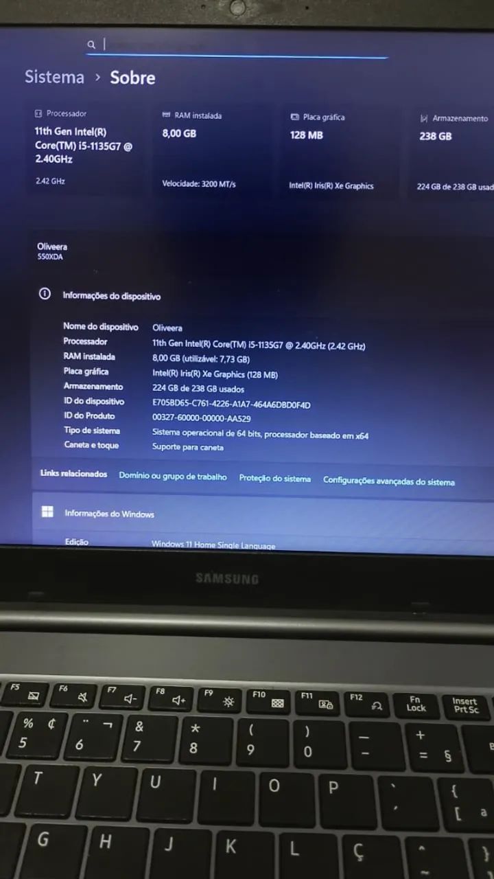 Notebook Samsung i5-1135G7 2.40Ghz 252GB/8GB RAM, Intel Iris XE - Foto 4