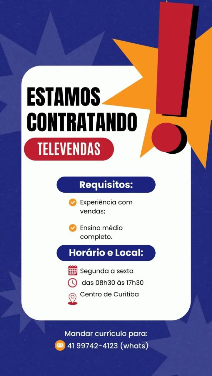 Vagas de Televendas 