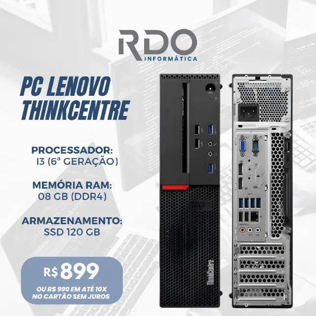 PC Lenovo ThinkCentre i7 7ª Geração 8GB SSD 240GB - Ideal pata