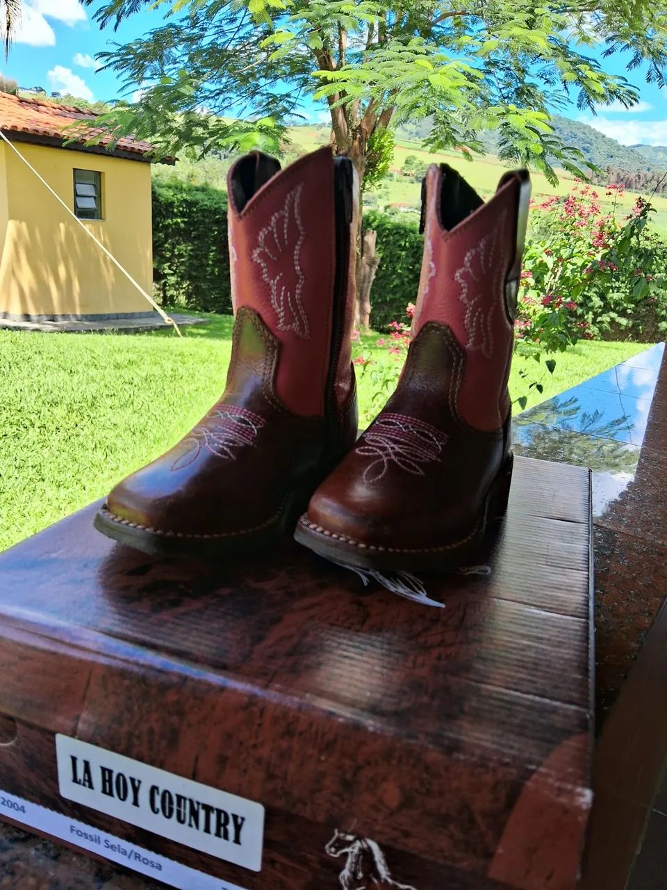 Bota Country texana infantil,café,numero 21/Rosa - Foto 2