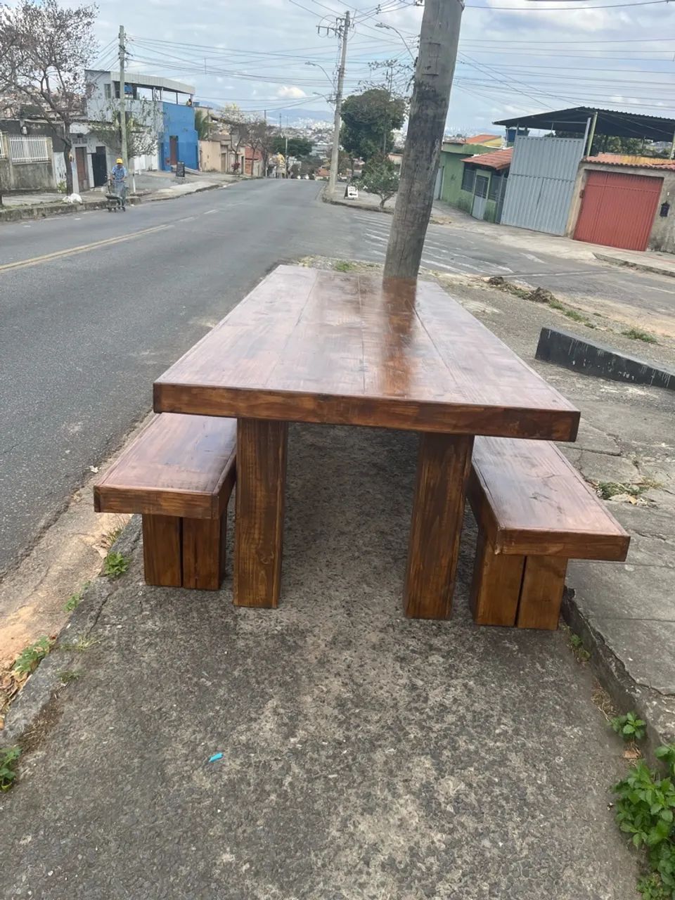 Mesa de madeira maciça rústica grande - Foto 5