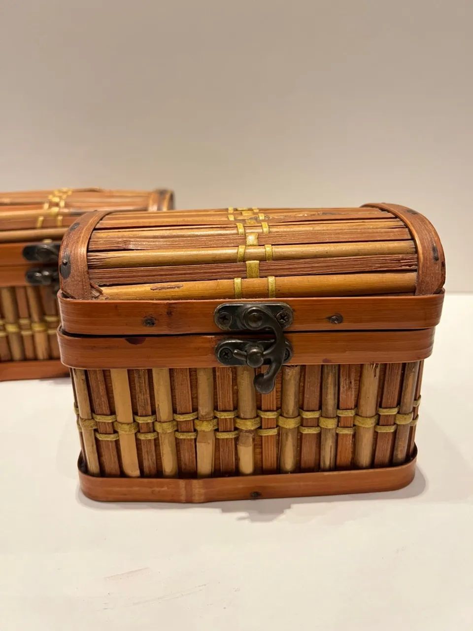 Conjunto mini baús em bambu e madeira - Foto 2