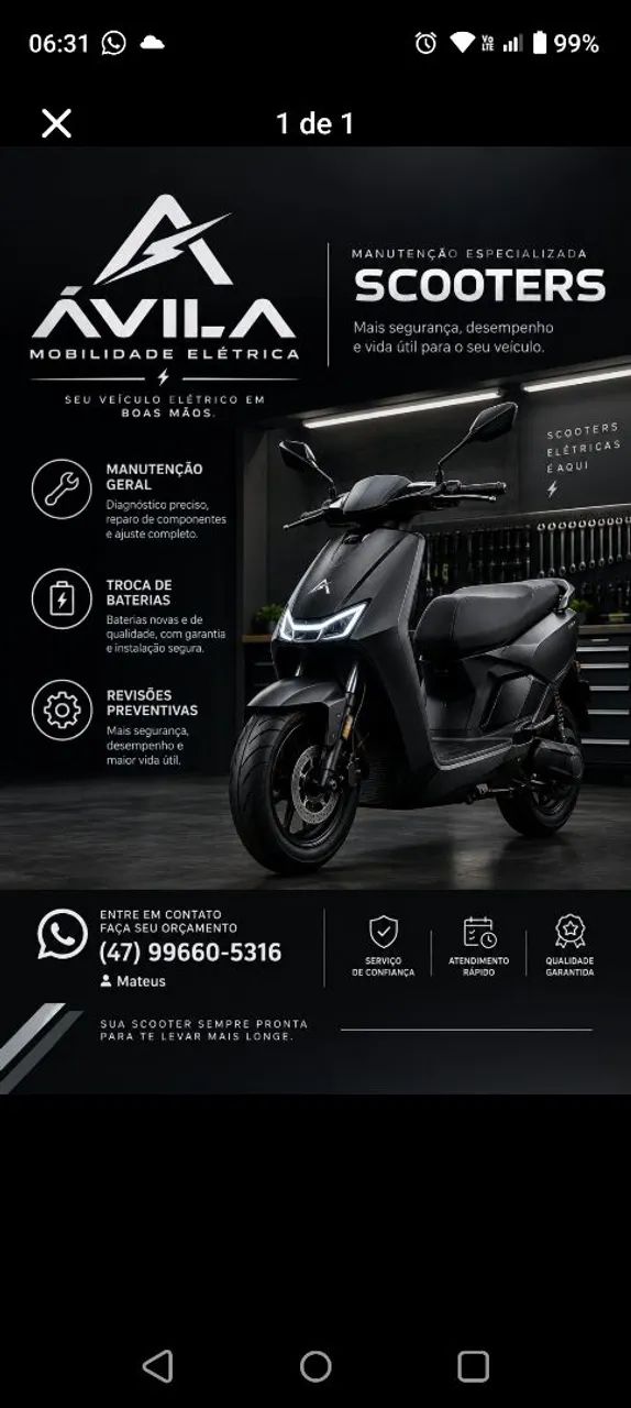 Manutenção de scooter elétrica 