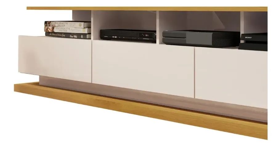 Rack para TV Vivare Off White com Nature - Foto 5
