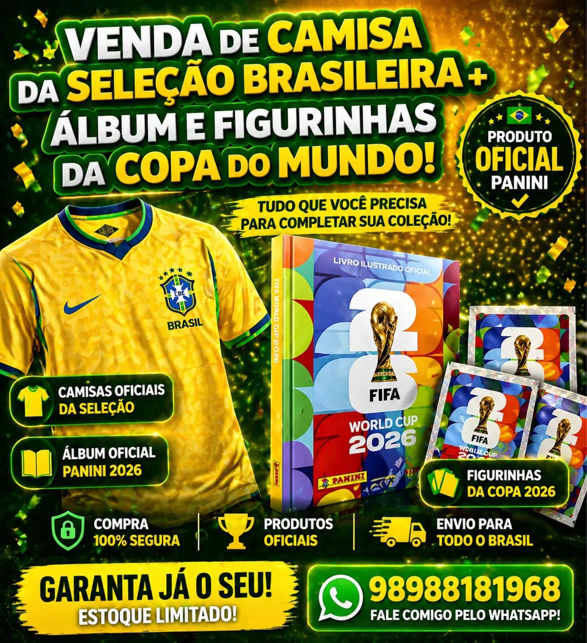 Álbuns, figurinhas e camisa da Copa do mundo 2026