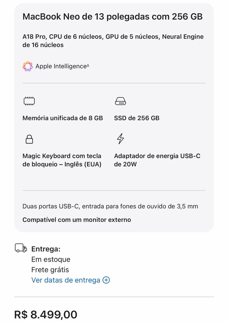 Mac Book neo 256  - Foto 2