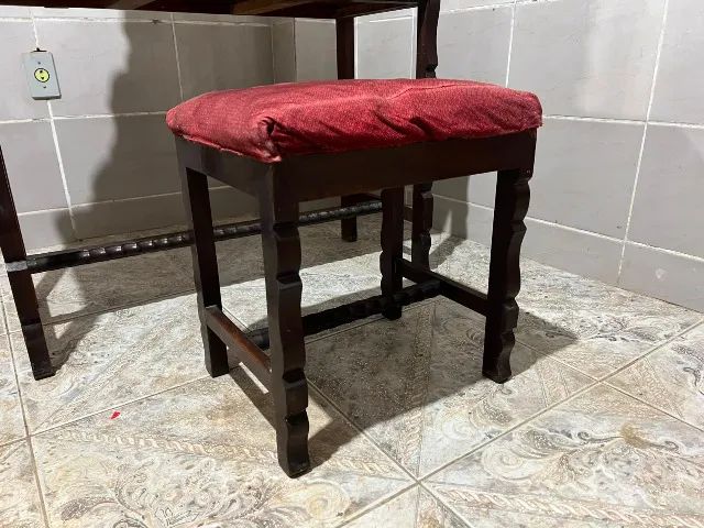 Penteadeira Antiga com Espelho Bisotê e Banquinho - Estilo Colonial - Foto 5