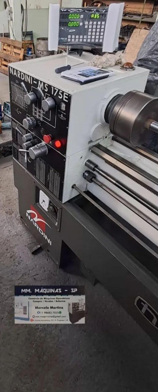 Torno mecânico nardini mascote  175 E com digital novo 1000 mm reformado e completo de tu - Foto 3