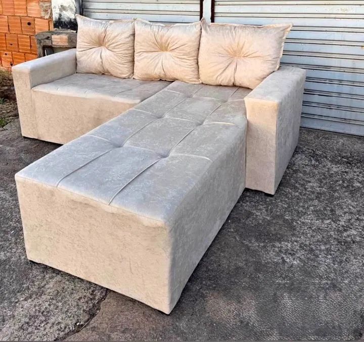 Sofá BEGE COM CHAISE NOVO 