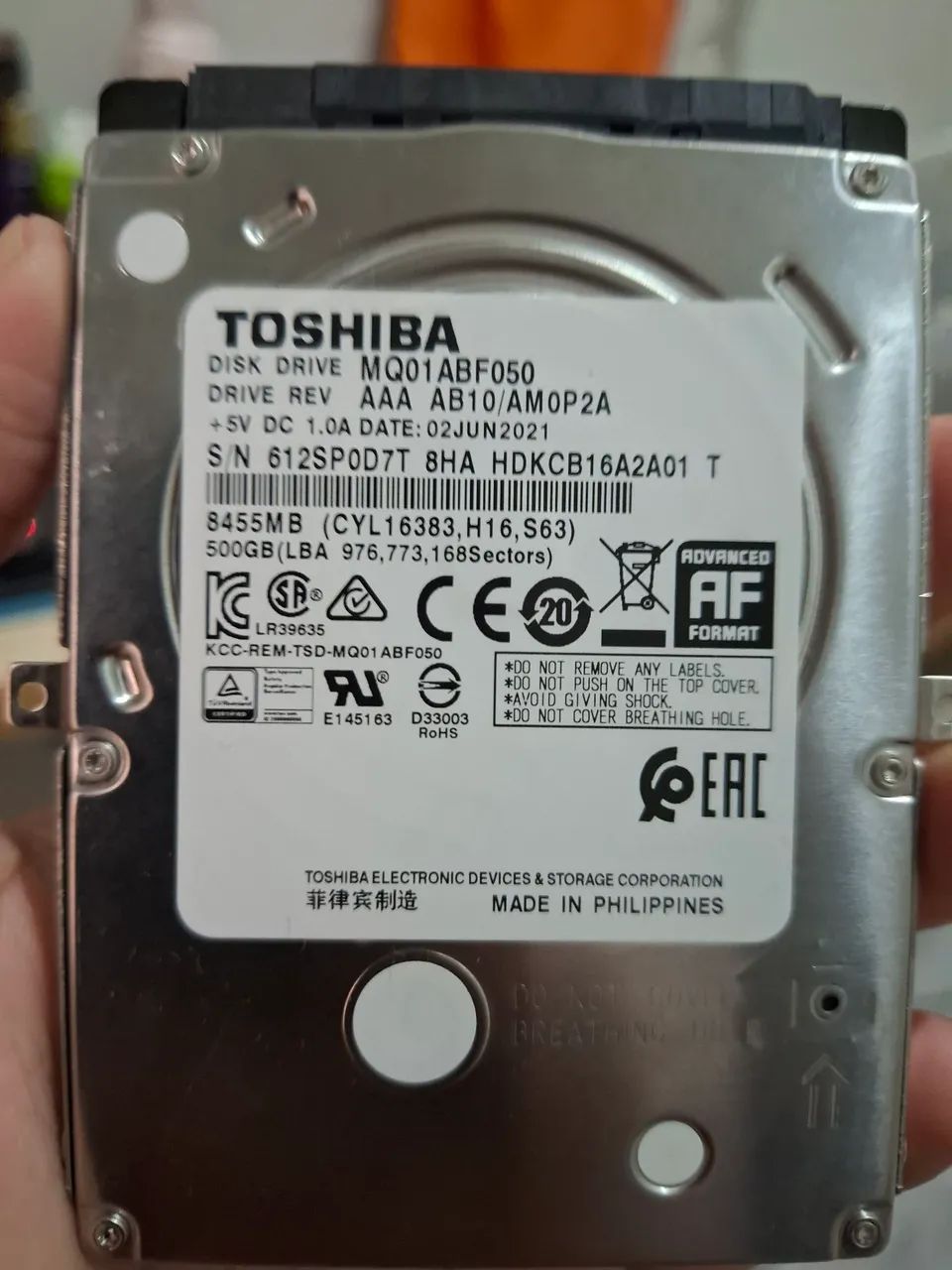 HD notebook toshiba 500 gb