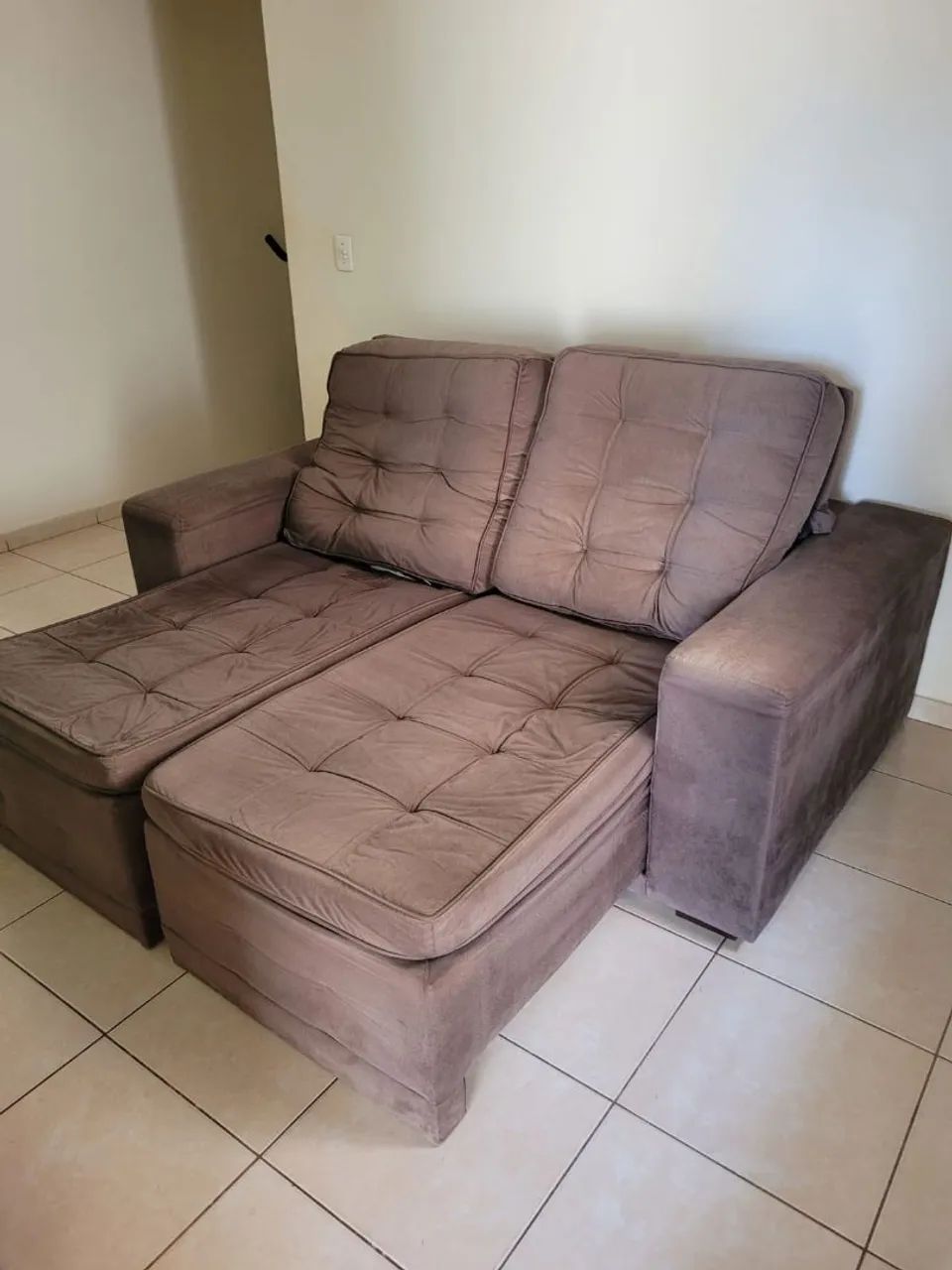 Sofá Retrátil e Reclinável 2 Lugares Marrom - Foto 3