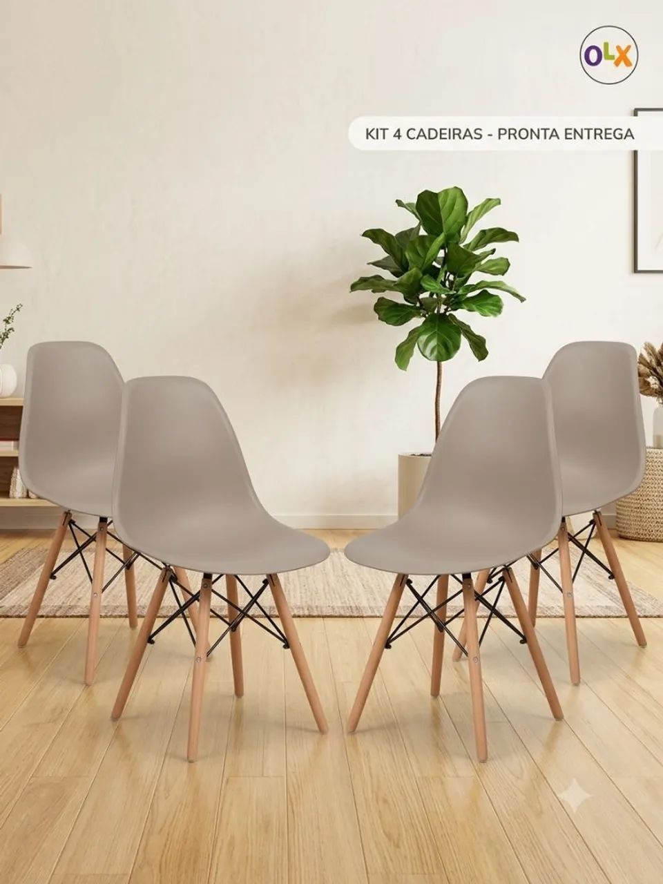 Kit 4 Cadeiras Eames Eiffel (Nude/Fendi)