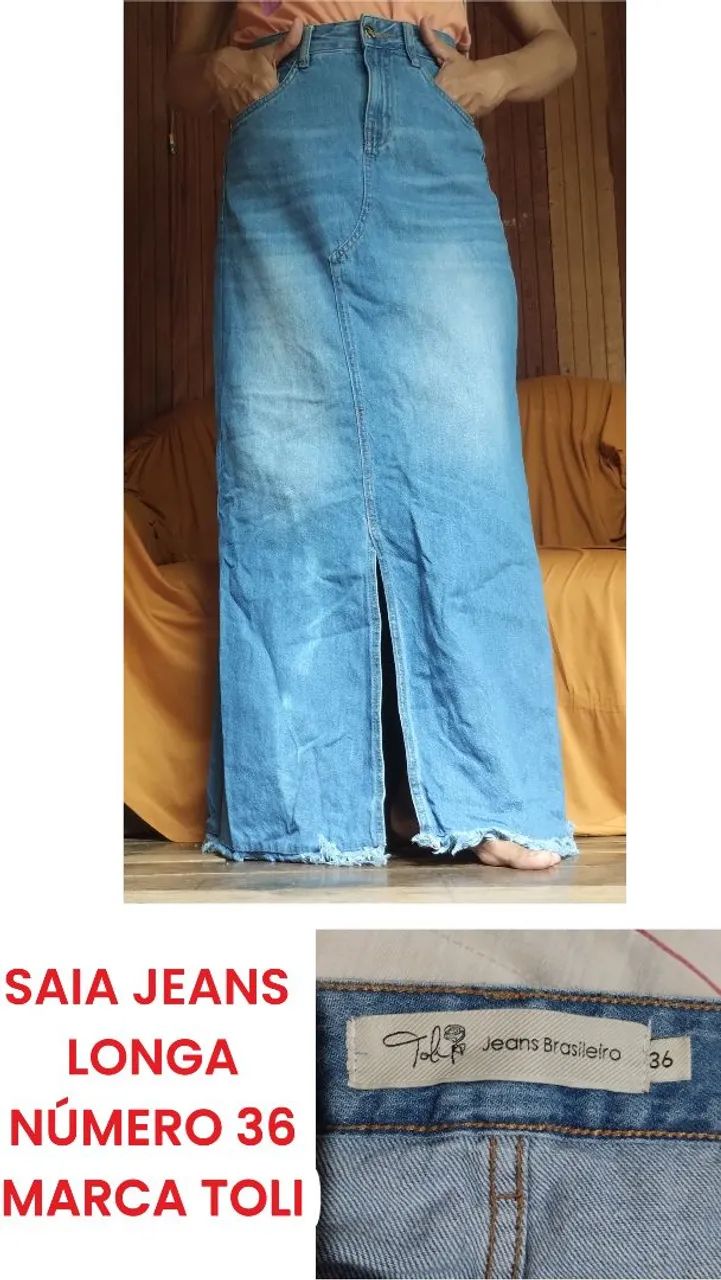 Saia jeans longa número 36 marca Toli