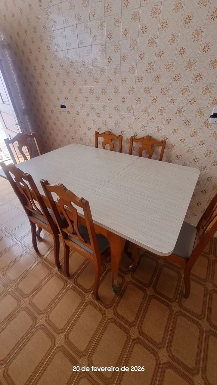 Mesa retrô de cozinha em madeira maciça marfim - Foto 5