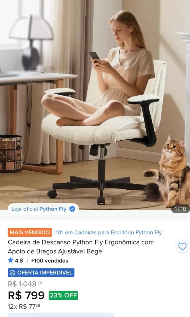 Cadeira Python Fly Giratória seminova  - Foto 5