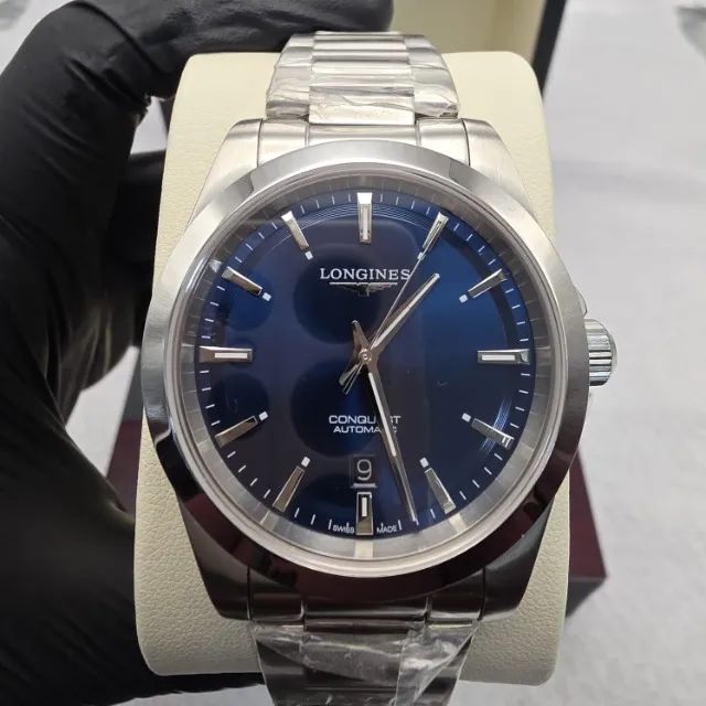 Relógio Longines Conquest Automático Premium Masculino Aço Inox Visor Azul