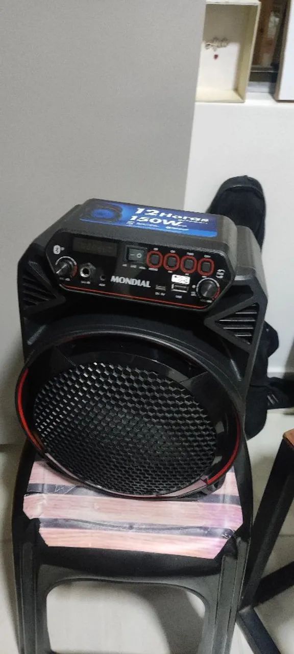 Caixa amplificada Mundial 12h bateria - com microfone - Foto 3