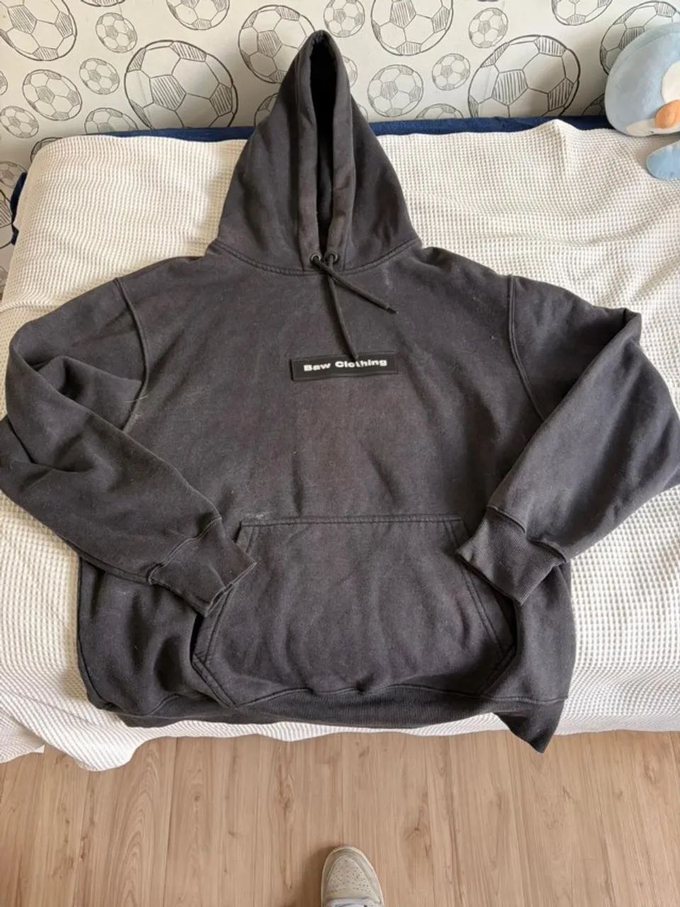 moletom canguru baw clothing cinza estonado com capuz