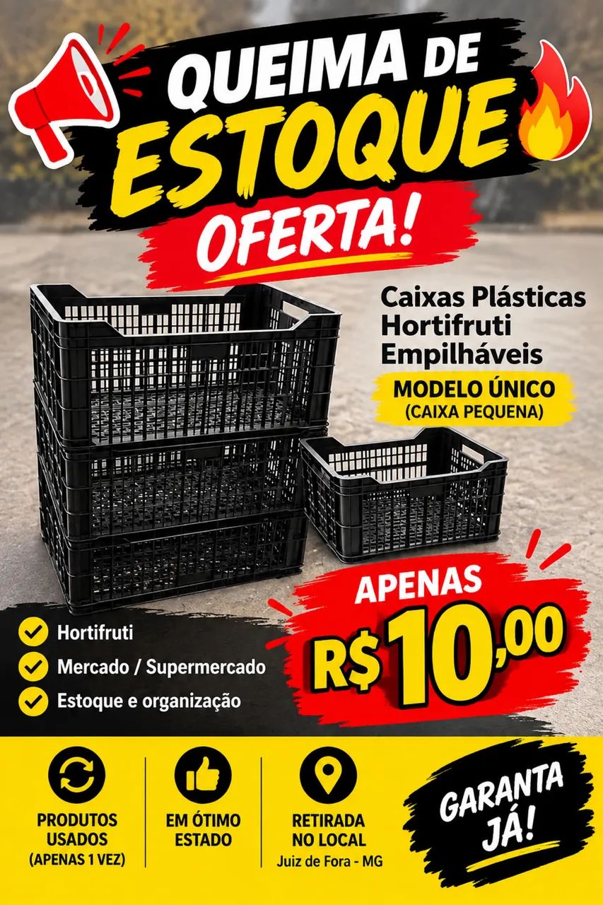 QUEIMA DE ESTOQUE - CAIXAS PLÁSTICAS HORTIFRUTI
