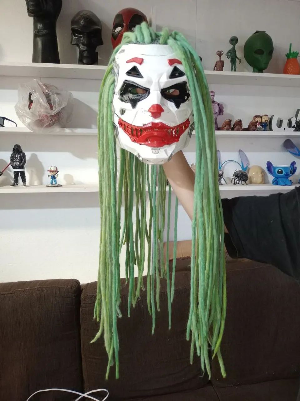 Máscara Coringa Cyberpunk Cosplay com Dreadlock.Impressão 3D.Pintura Premium  - Foto 4