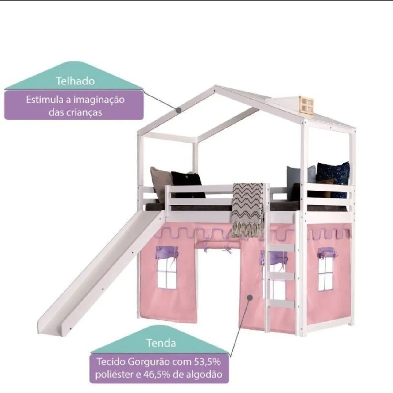 Cama infantil com escada e escorregador - Foto 4