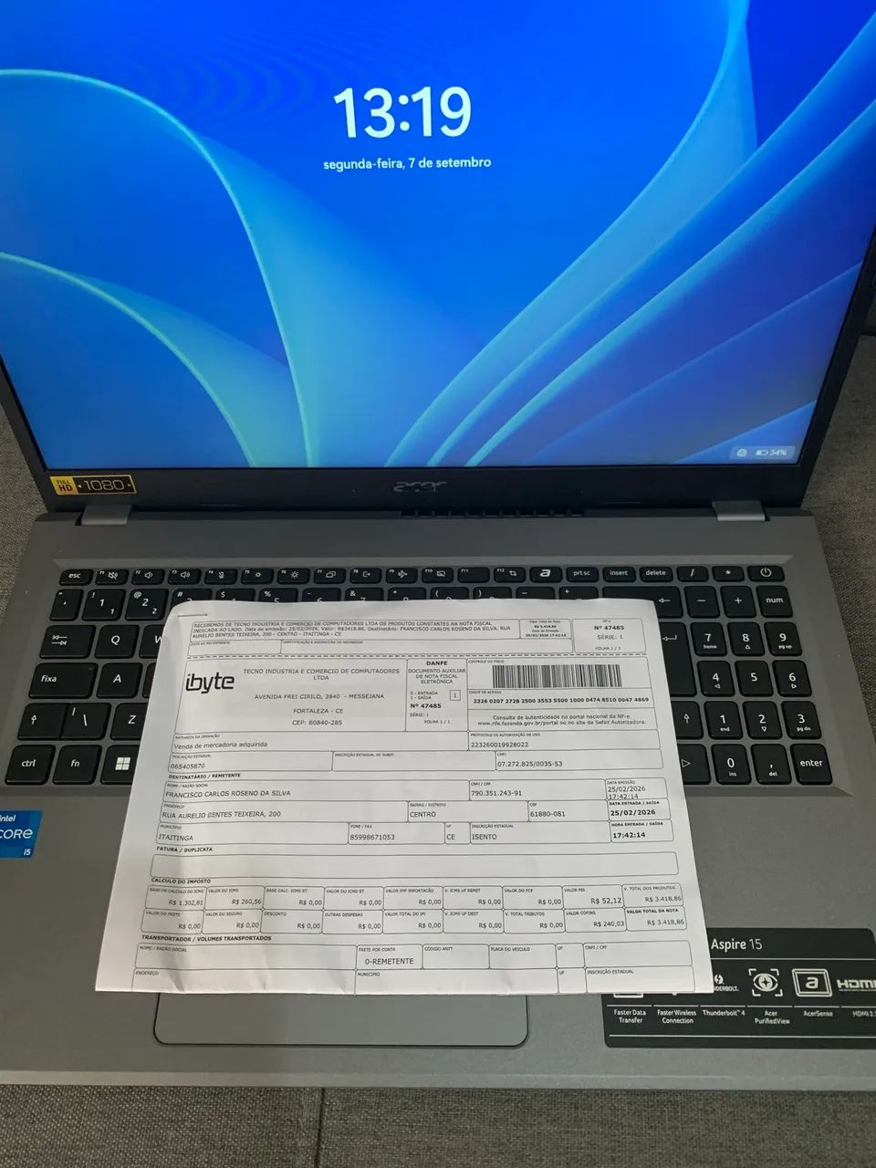 Notebook Acer i5 | 13 geração COM NOTA E GARANTIA DE LOJA AINDA  - Foto 4