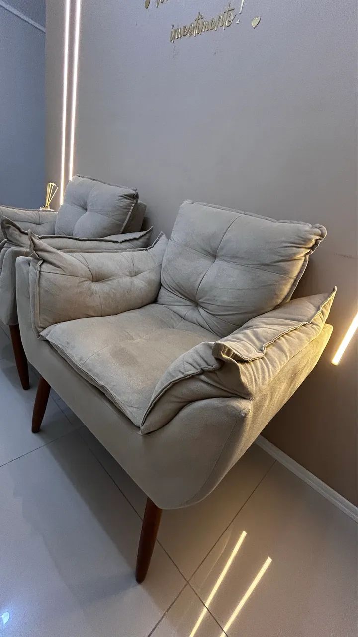 Kit com 2 Poltronas Decorativas Premium - Bege - Foto 3