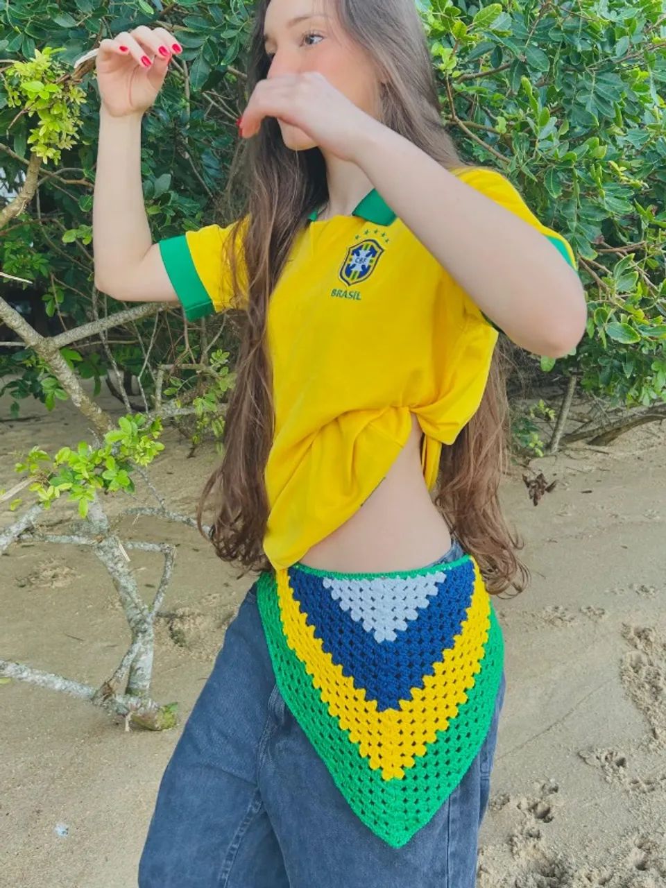 Bandana do Brasil em Crochê - Foto 2