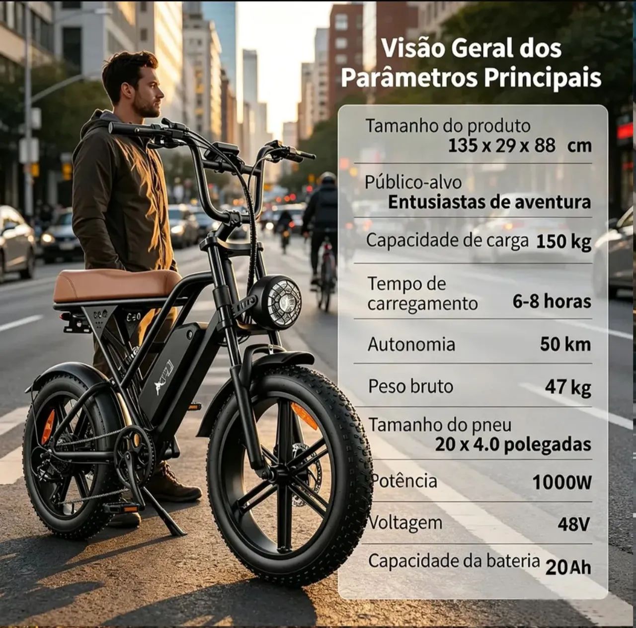 Bicicleta elétrica 1000 watts hdj semi nova! - Foto 4