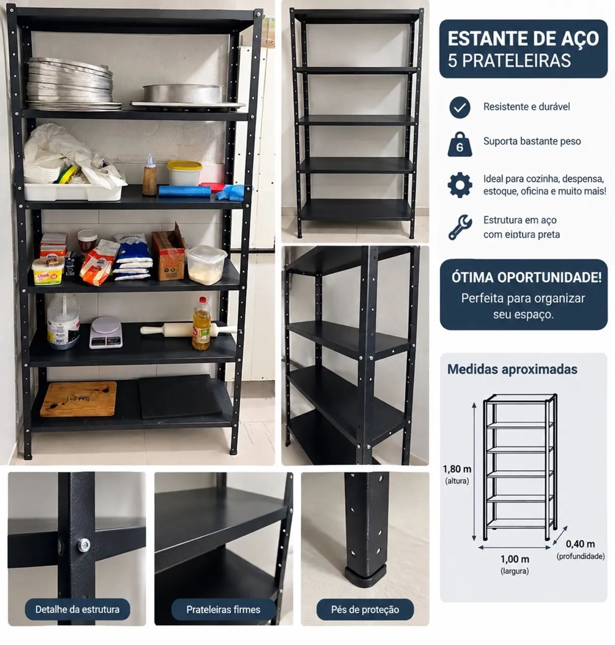 Estante de Aço Reforçada com 5 Prateleiras - Excelente Estado