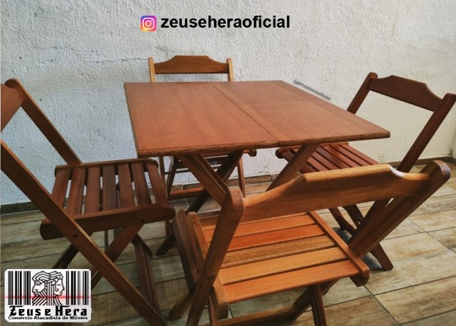 Mesa de Bar - Conjunto 70x70 com 4 Cadeiras em Madeira Maciça - Cobrimos Oferta - Foto 4
