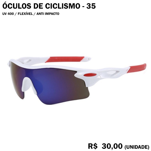 Óculos de Ciclismo com Armação Branca - Modelo 35