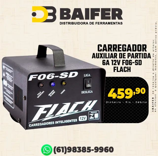 Carregador Auxiliar de Partida 6A 12V F06-SD Flach