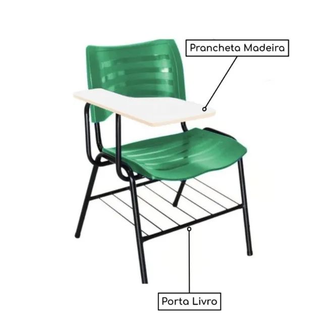 Cadeira Universitária Verde Com Prancheta MDF Ergonômica 34012 - Foto 2