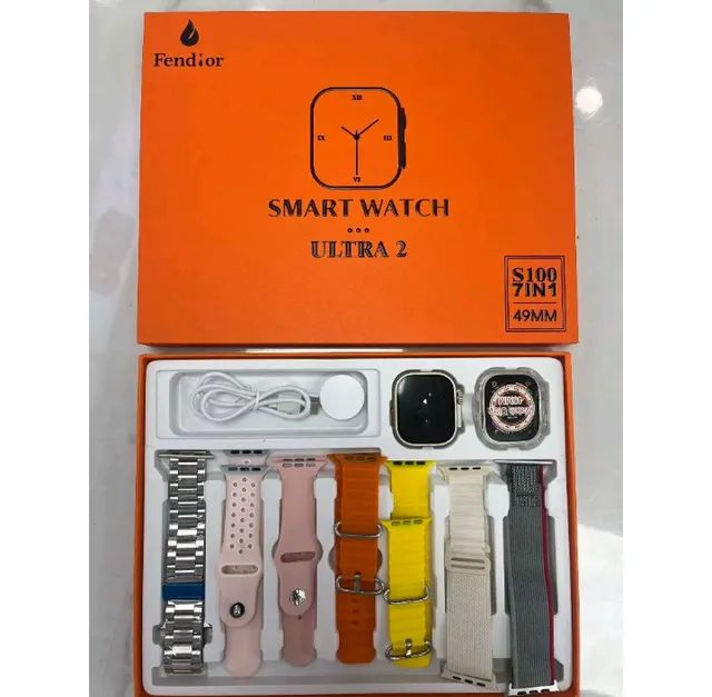 Relógio smartwatch S100 ultra 2 com 7 pulseiras 1 Case  - Foto 4