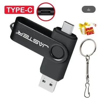 Pen drive Pendrive com 32GB Unidade Flash USB 2.0 e Type C com Chaveiro, Memory Stick z719