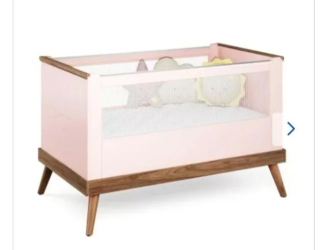 Berço NOVO Divicar (PRODUTO SEM USO) Canção de Ninar cor Rosé Pés madeira maciça  - Foto 2