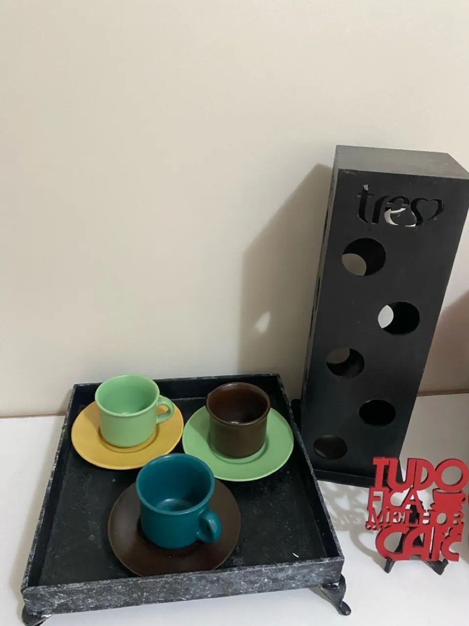 Cafeteira 3 corações + jogo de xícaras + porta cápsulas + bandeja - Foto 5