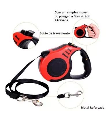 Guia Pet Retrátil com 3m para Cães / Cachorros  e Gatos com até 8kg Caminhada Lazer  z656  - Foto 4