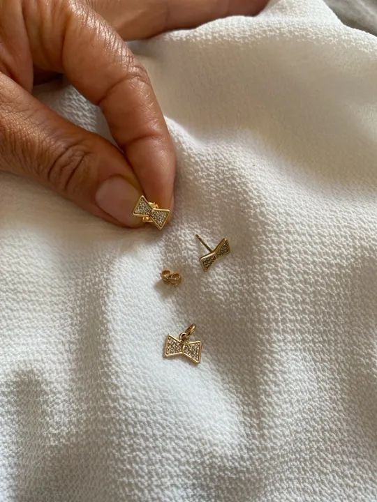 Brincos e Pingente ROMMANEL de Laço com Pedras de Zircônia  - Foto 3