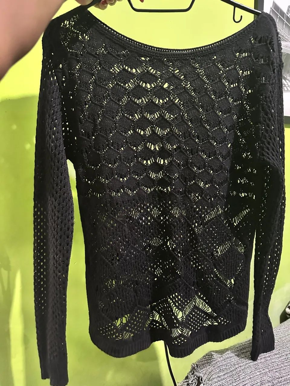 Blusa de Crochê Preta P - Foto 2