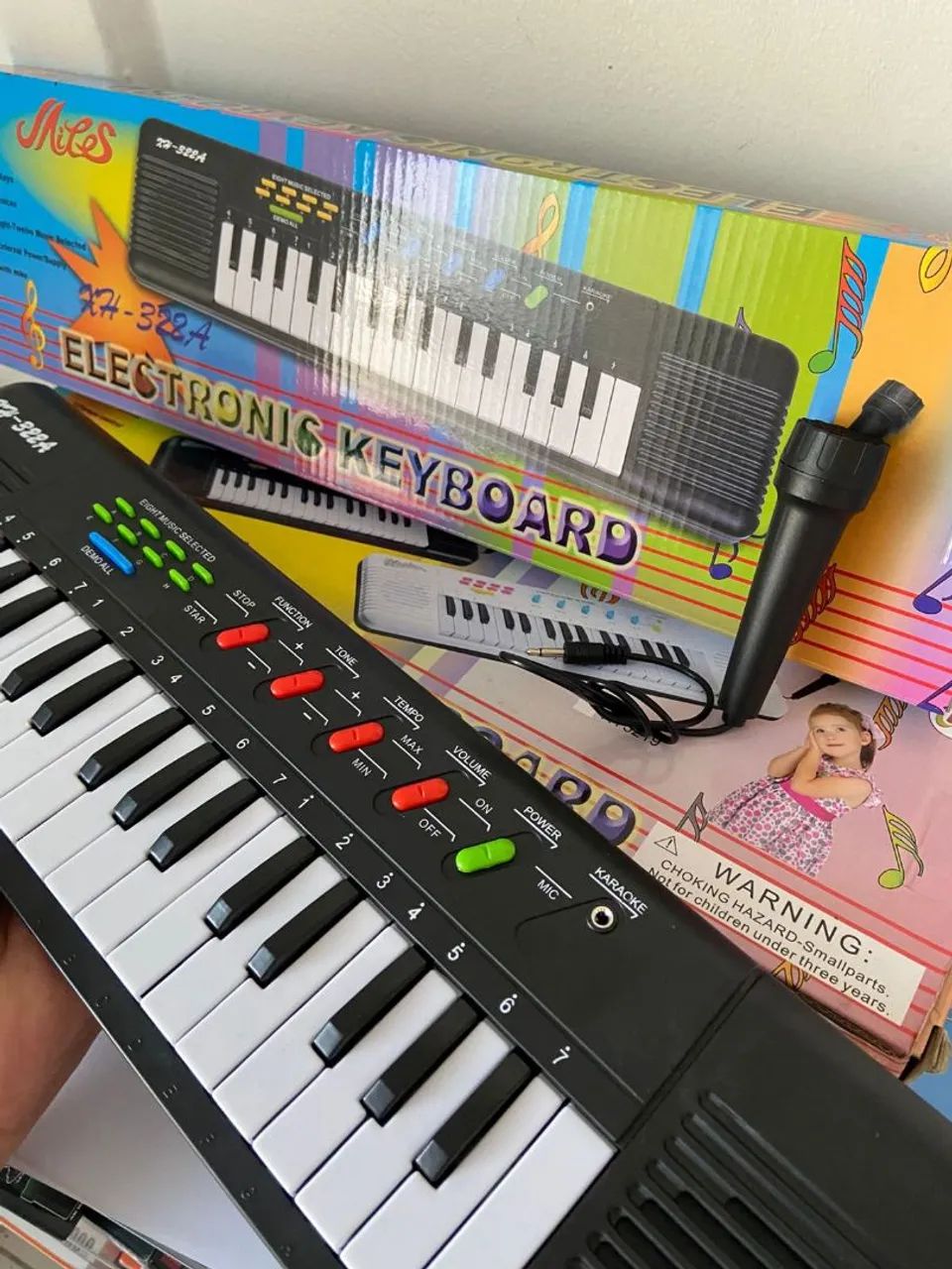 Teclado Infantil Musical 32 Teclas Keys Com Microfone