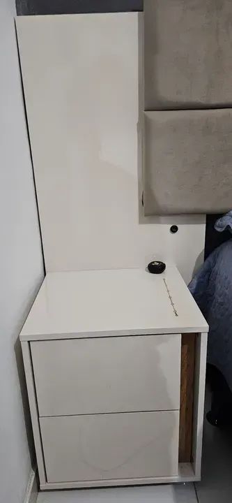 Cabeceira de Cama Com Leds e 2 Criados Mudos - Off White  - Foto 2