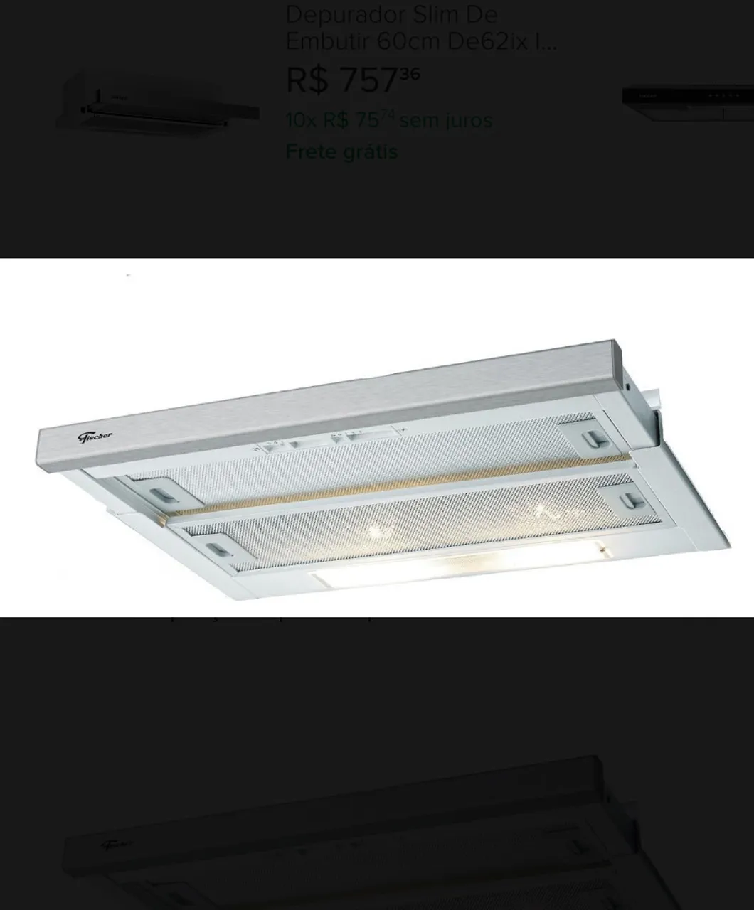 Depurador Slim De Embutir 60cm Fischer
