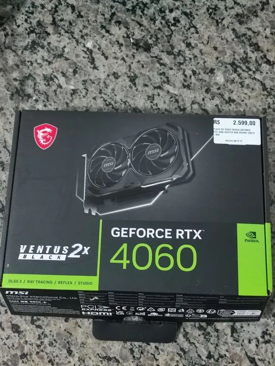 Placa de Vídeo MSI GeForce RTX 4060 Ventus 2X Black
