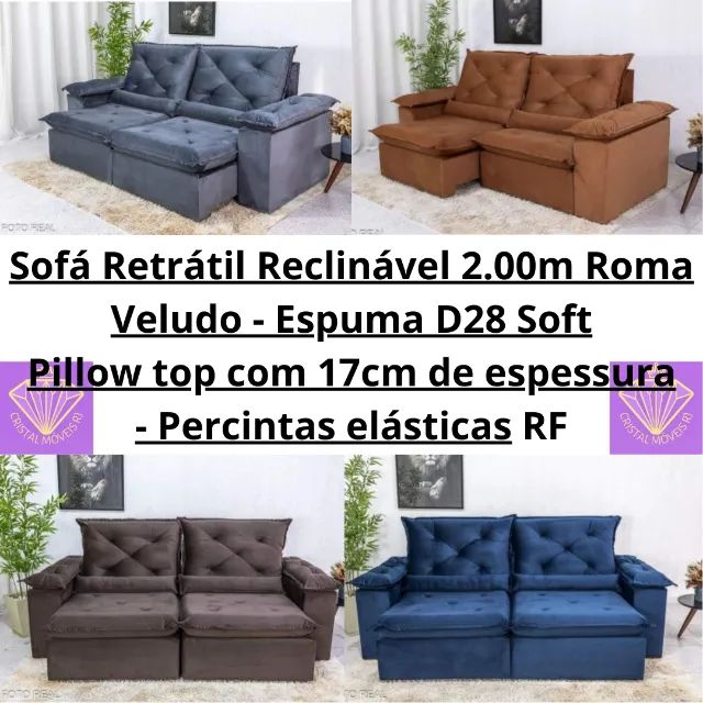 Sofá Retrátil Reclinável 2.00m Roma - D28 Soft RF