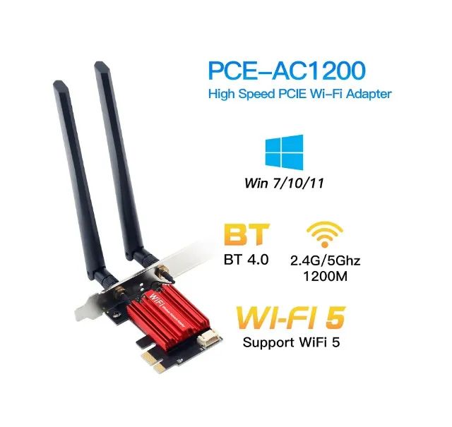Placa de Rede Sem Fio Wi-fi 5 Ac1200 Bluetooth 4
