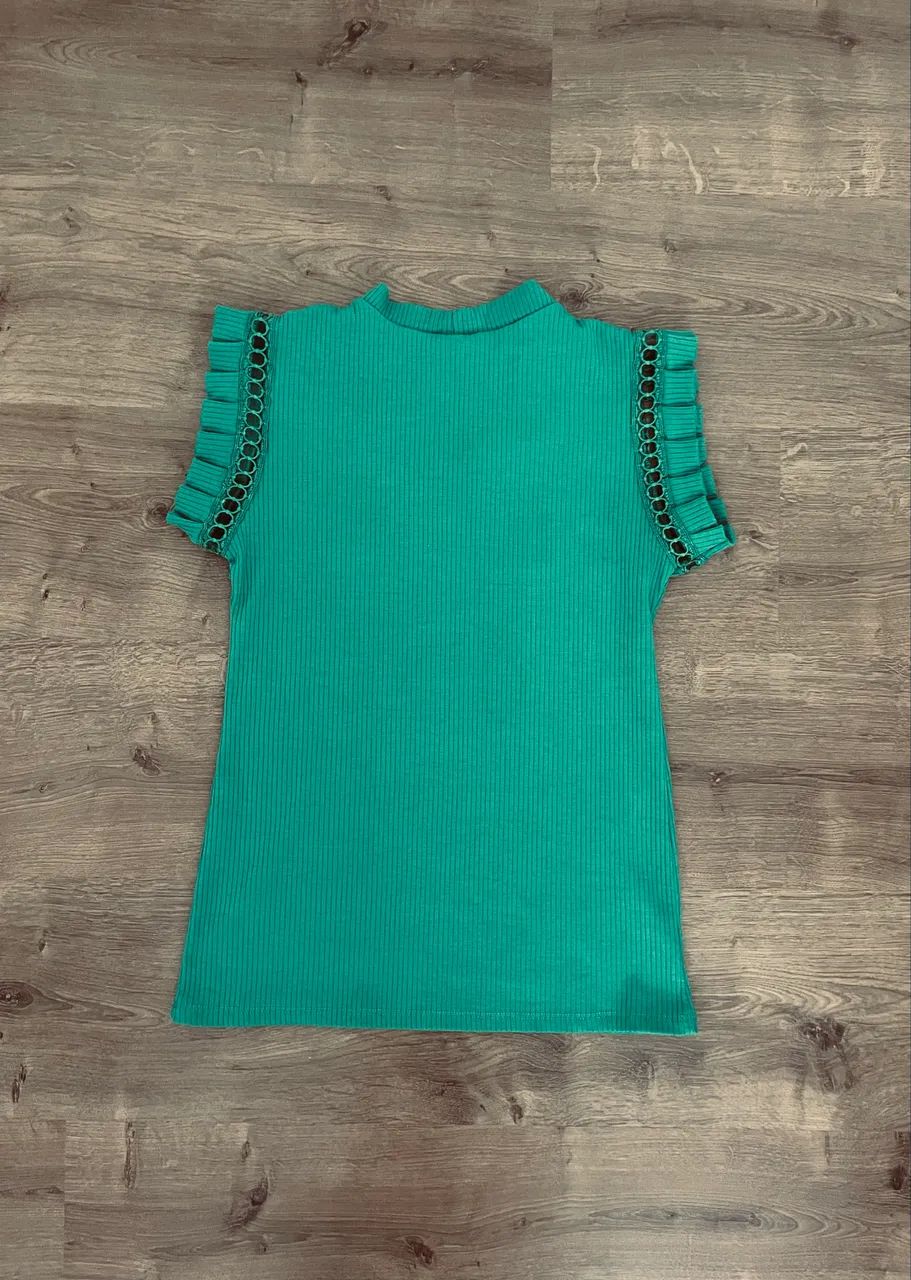 Blusa feminina M verde sem mangas  - Foto 4