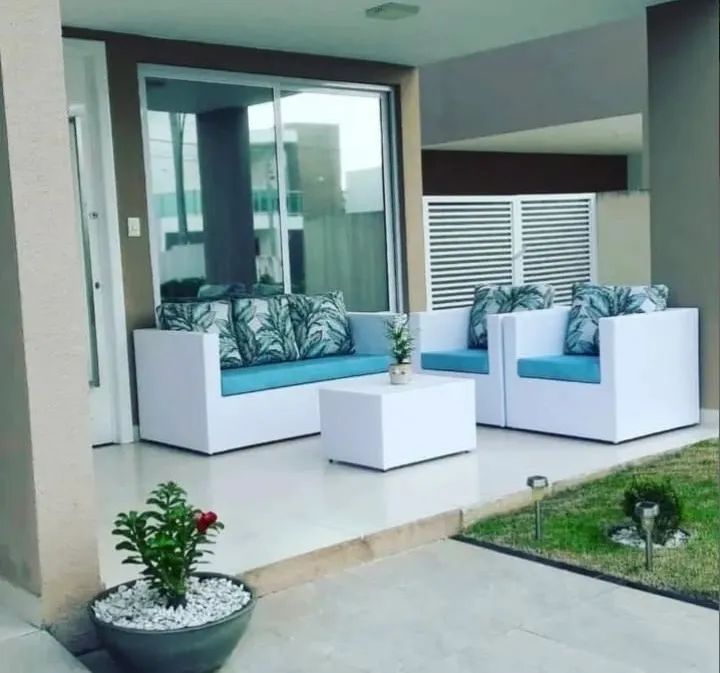 Conjunto de Sofá e Poltronas em Vime Sintético - Novo - Foto 2